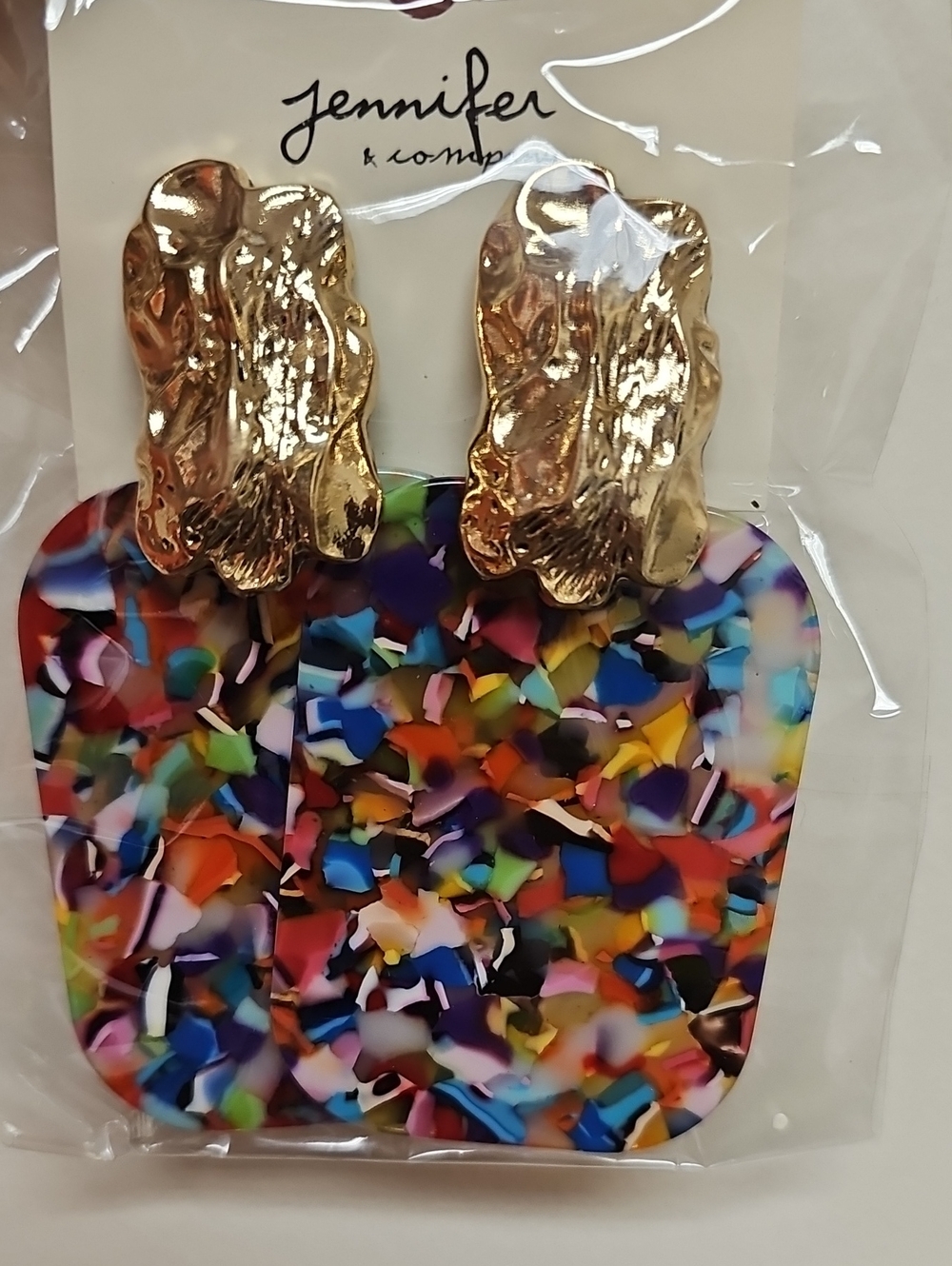 Gold and Multicolor Statement Drop Earrings